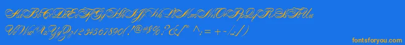 AlexandraScript Font – Orange Fonts on Blue Background