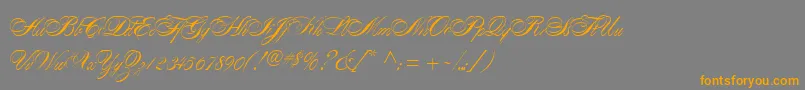 フォントAlexandraScript – オレンジの文字は灰色の背景にあります。