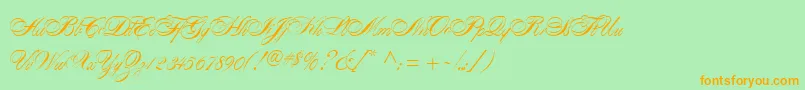 AlexandraScript Font – Orange Fonts on Green Background