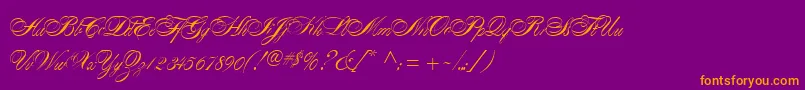 AlexandraScript Font – Orange Fonts on Purple Background