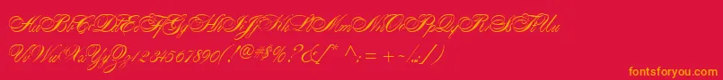 AlexandraScript Font – Orange Fonts on Red Background