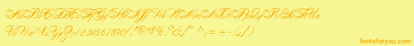 AlexandraScript Font – Orange Fonts on Yellow Background
