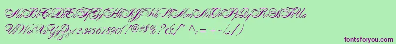 AlexandraScript Font – Purple Fonts on Green Background