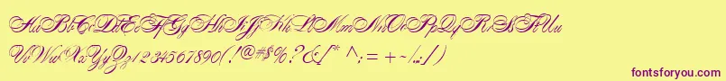 AlexandraScript Font – Purple Fonts on Yellow Background