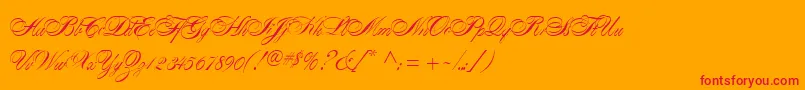 AlexandraScript Font – Red Fonts on Orange Background