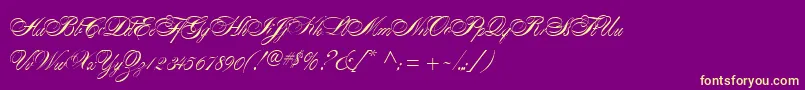 AlexandraScript Font – Yellow Fonts on Purple Background