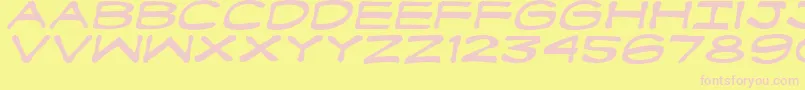 FanboyHardcoreItalic-fontti – vaaleanpunaiset fontit keltaisella taustalla