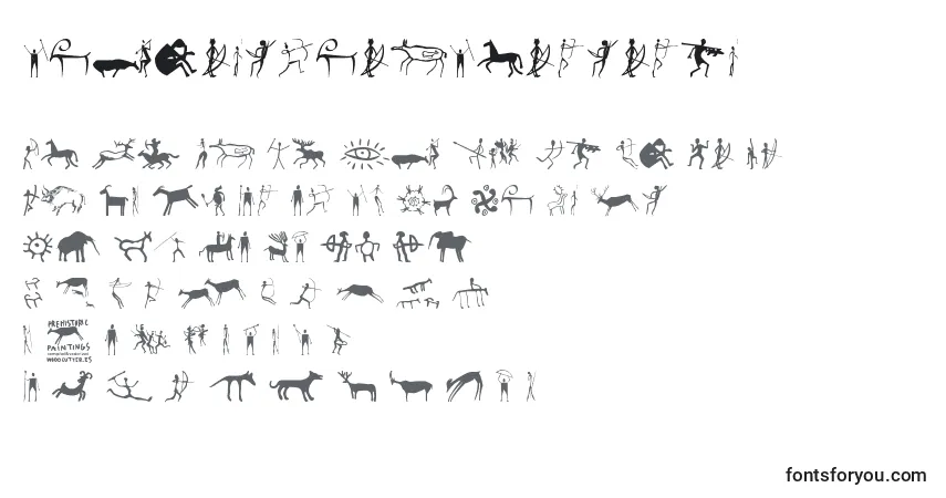 Шрифт PrehistoricPaintings – алфавит, цифры, специальные символы