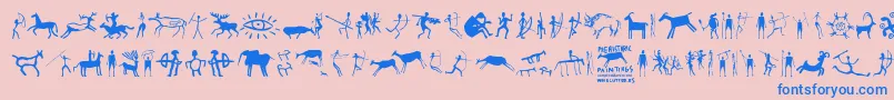 PrehistoricPaintings-Schriftart – Blaue Schriften auf rosa Hintergrund