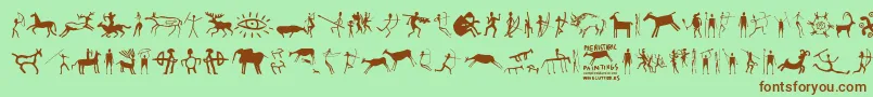 Шрифт PrehistoricPaintings – коричневые шрифты на зелёном фоне