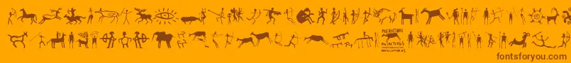 PrehistoricPaintings Font – Brown Fonts on Orange Background