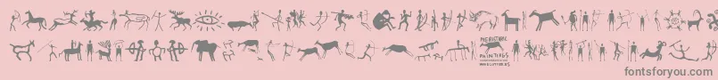 Fonte PrehistoricPaintings – fontes cinzas em um fundo rosa