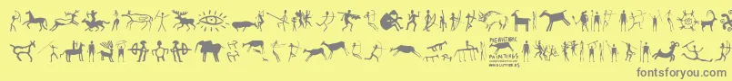 フォントPrehistoricPaintings – 黄色の背景に灰色の文字