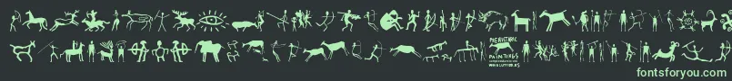 PrehistoricPaintings Font – Green Fonts on Black Background