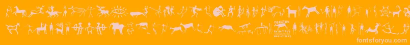 PrehistoricPaintings Font – Pink Fonts on Orange Background