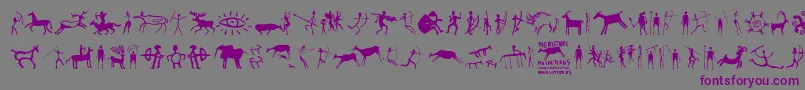 フォントPrehistoricPaintings – 紫色のフォント、灰色の背景