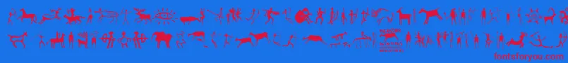 PrehistoricPaintings Font – Red Fonts on Blue Background