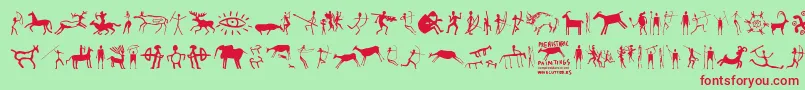 PrehistoricPaintings Font – Red Fonts on Green Background