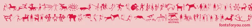 PrehistoricPaintings-Schriftart – Rote Schriften auf rosa Hintergrund