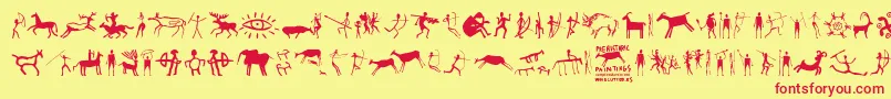 PrehistoricPaintings Font – Red Fonts on Yellow Background