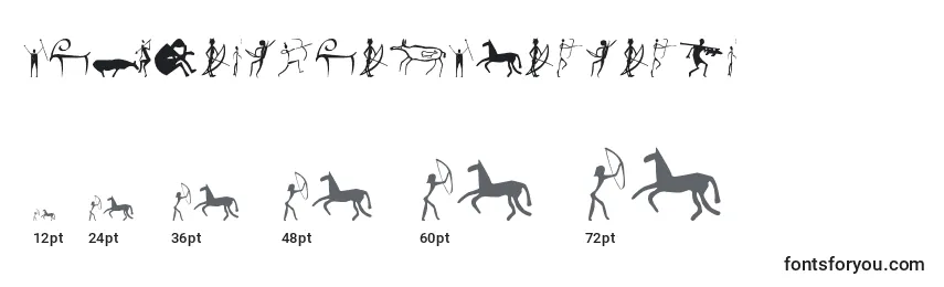 Größen der Schriftart PrehistoricPaintings