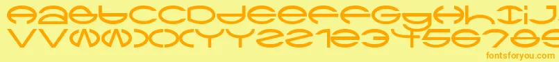 Ctype-Schriftart – Orangefarbene Schriften auf gelbem Hintergrund
