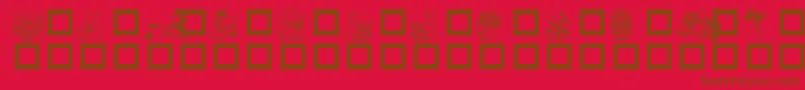 Dested-Schriftart – Braune Schriften auf rotem Hintergrund