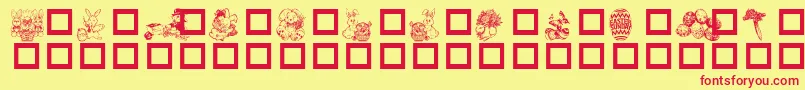 Dested-Schriftart – Rote Schriften auf gelbem Hintergrund