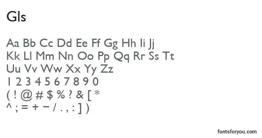 A fonte Gls – alfabeto, números, caracteres especiais