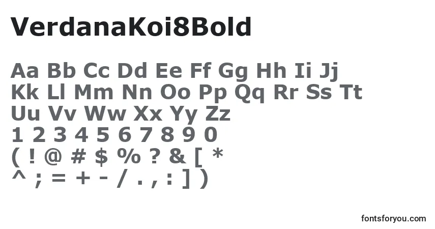 A fonte VerdanaKoi8Bold – alfabeto, números, caracteres especiais