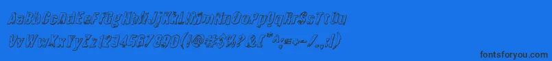 Quarrystone3Dital-Schriftart – Schwarze Schriften auf blauem Hintergrund