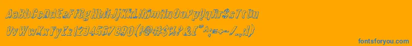 Quarrystone3Dital-Schriftart – Blaue Schriften auf orangefarbenem Hintergrund