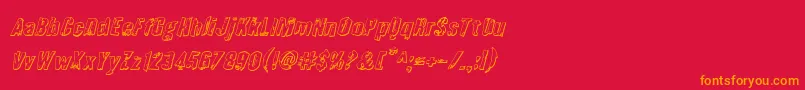 Quarrystone3Dital-Schriftart – Orangefarbene Schriften auf rotem Hintergrund