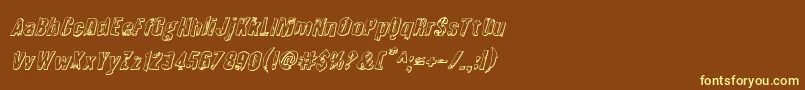 Quarrystone3Dital-Schriftart – Gelbe Schriften auf braunem Hintergrund