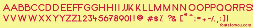Kofi-Schriftart – Rote Schriften auf gelbem Hintergrund