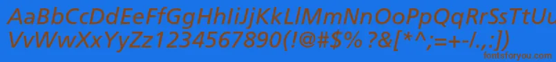FrutigerLt56Italic Font – Brown Fonts on Blue Background