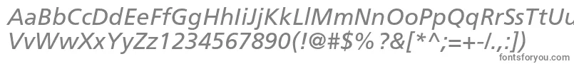 フォントFrutigerLt56Italic – 白い背景に灰色の文字
