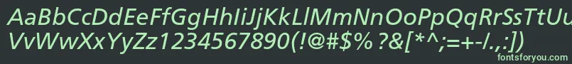 FrutigerLt56Italic Font – Green Fonts on Black Background