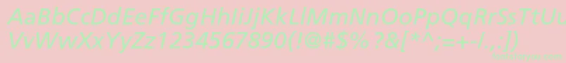 FrutigerLt56Italic Font – Green Fonts on Pink Background