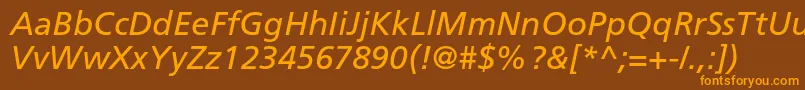 FrutigerLt56Italic Font – Orange Fonts on Brown Background