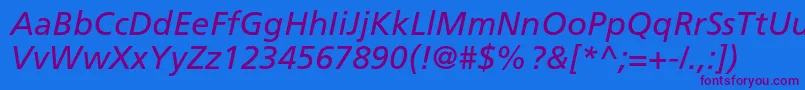FrutigerLt56Italic Font – Purple Fonts on Blue Background