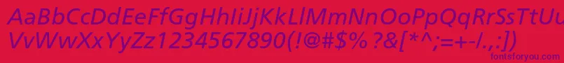 FrutigerLt56Italic Font – Purple Fonts on Red Background
