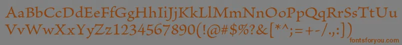 フォントBriosoproCapt – 茶色の文字が灰色の背景にあります。