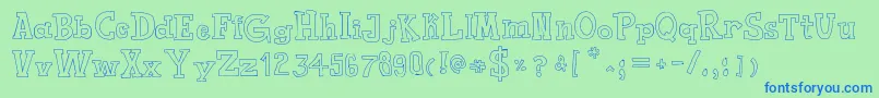 ToyToyToon Font – Blue Fonts on Green Background