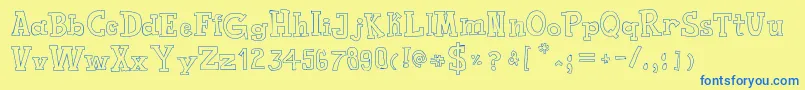 ToyToyToon-Schriftart – Blaue Schriften auf gelbem Hintergrund