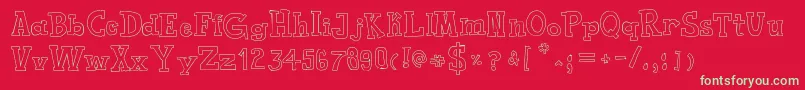 ToyToyToon-Schriftart – Grüne Schriften auf rotem Hintergrund