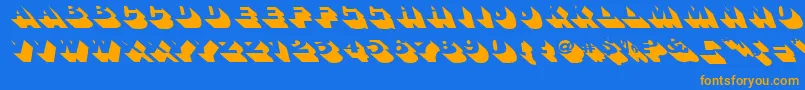 フォントBigshadowsleftoblique – オレンジ色の文字が青い背景にあります。