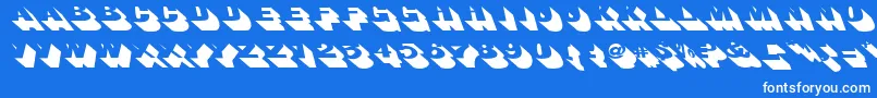 Bigshadowsleftoblique-Schriftart – Weiße Schriften auf blauem Hintergrund