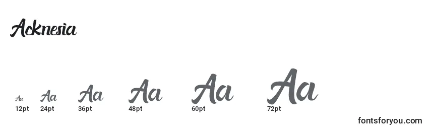 sizes of acknesia font, acknesia sizes