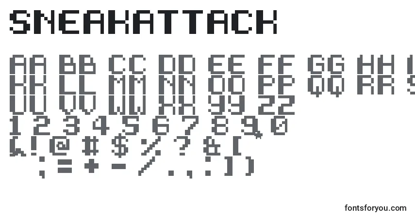 characters of sneakattack font, letter of sneakattack font, alphabet of  sneakattack font